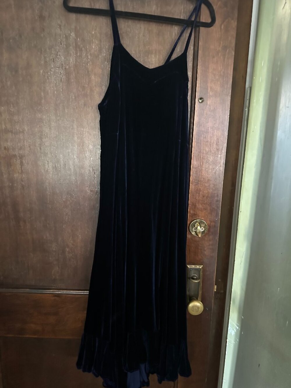 Krista Larson navy silk velvet dress